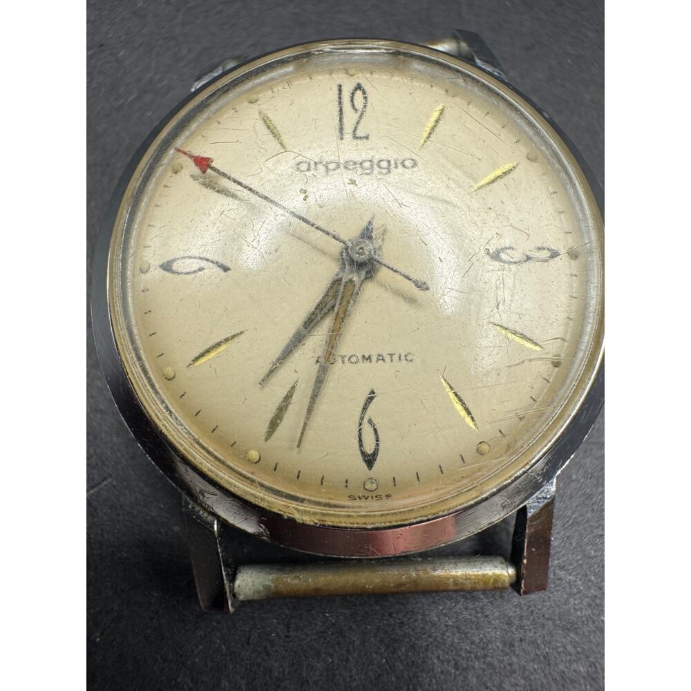 Vtg Arpeggio Men's Automatic Selfwinding Waterproof Swiss Wristwatch Silver Tone